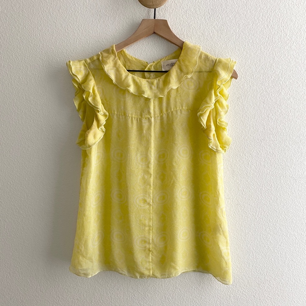 Jill Stuart Silk Yellow Frilly Shirt Top